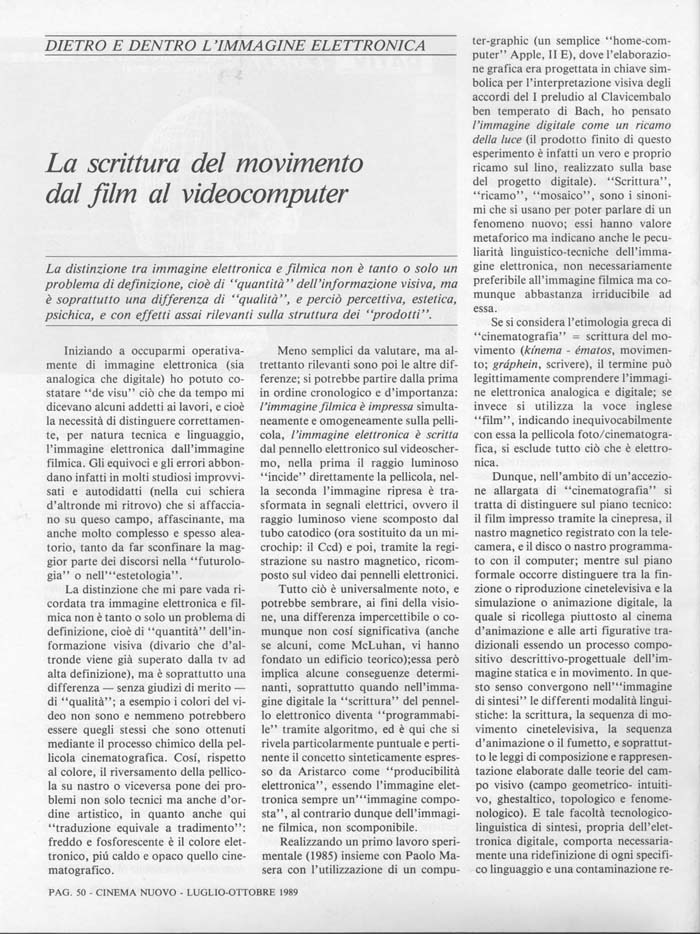 La scrittura del movimento..