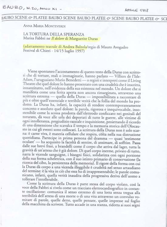 Dolore- Baubo aprile 98 p.1