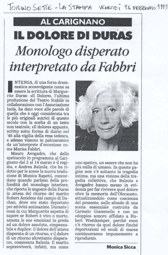 Dolore- La Stampa 26.02.99